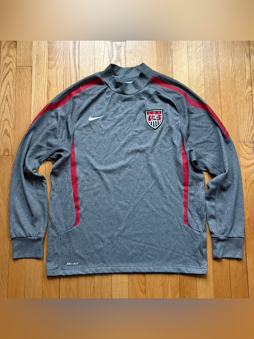 Vintage NikeUSA Soccer UMNT Men’s Mock Neck Long Sleeve Shirt Dri-Fit Large Gray
